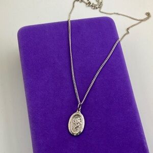 💛Vintage Sterling Silver St Christopher Pendant Necklace | Religious Safe Travel